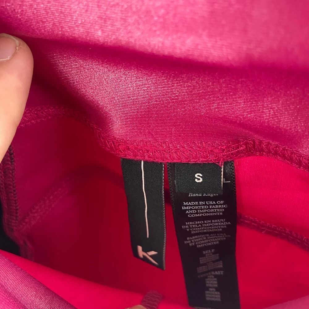 Koral Pink Black Shiny Full Length Legging Pocket Womens small - Picture 2 of 8